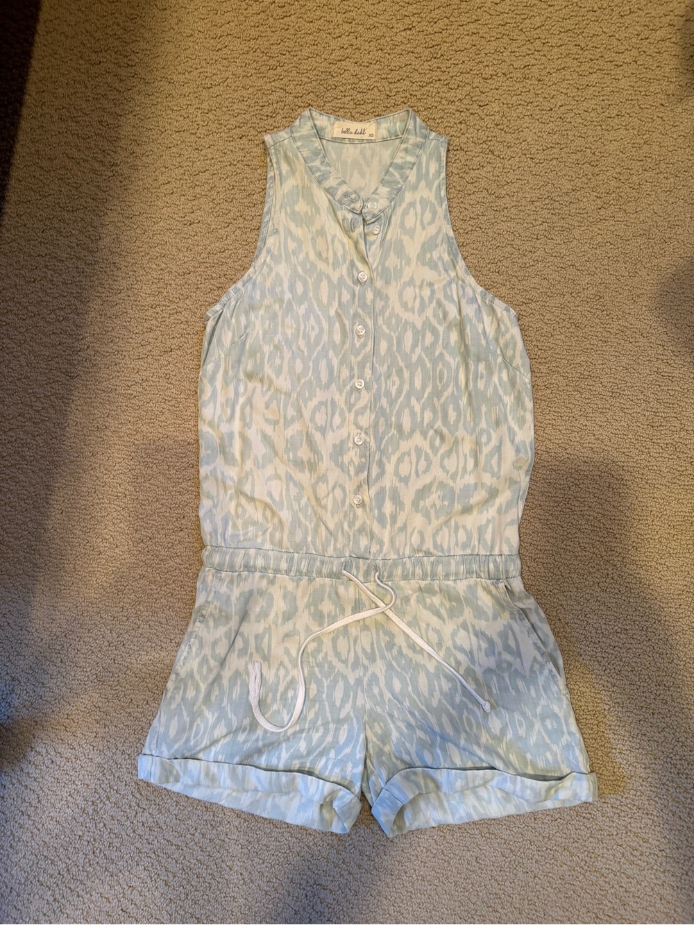 Bella Dahl Pale Blue Sleeveless Romper with Drawstring